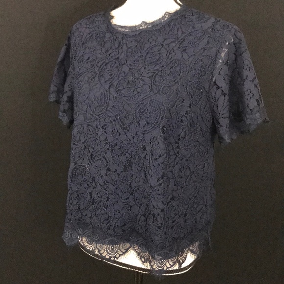 Adiva Tops - Navy Blue Cropped Blouse